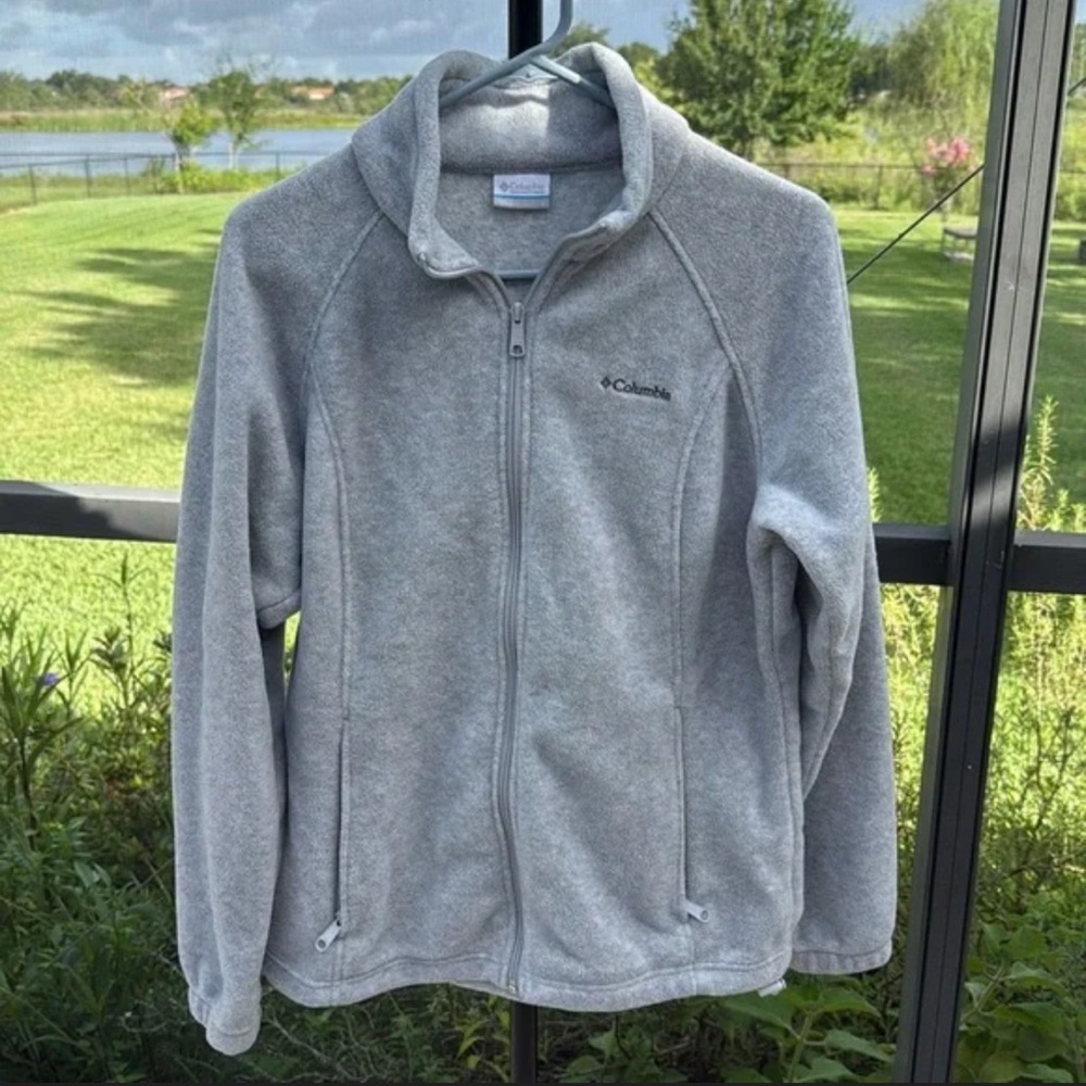 🔴 4/$15 Columbia Women’s S Gray Full Zip Soft Fleece Jacket with pockets in GUC